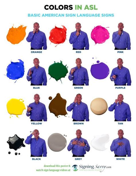 sign language colors|american sign language color chart.